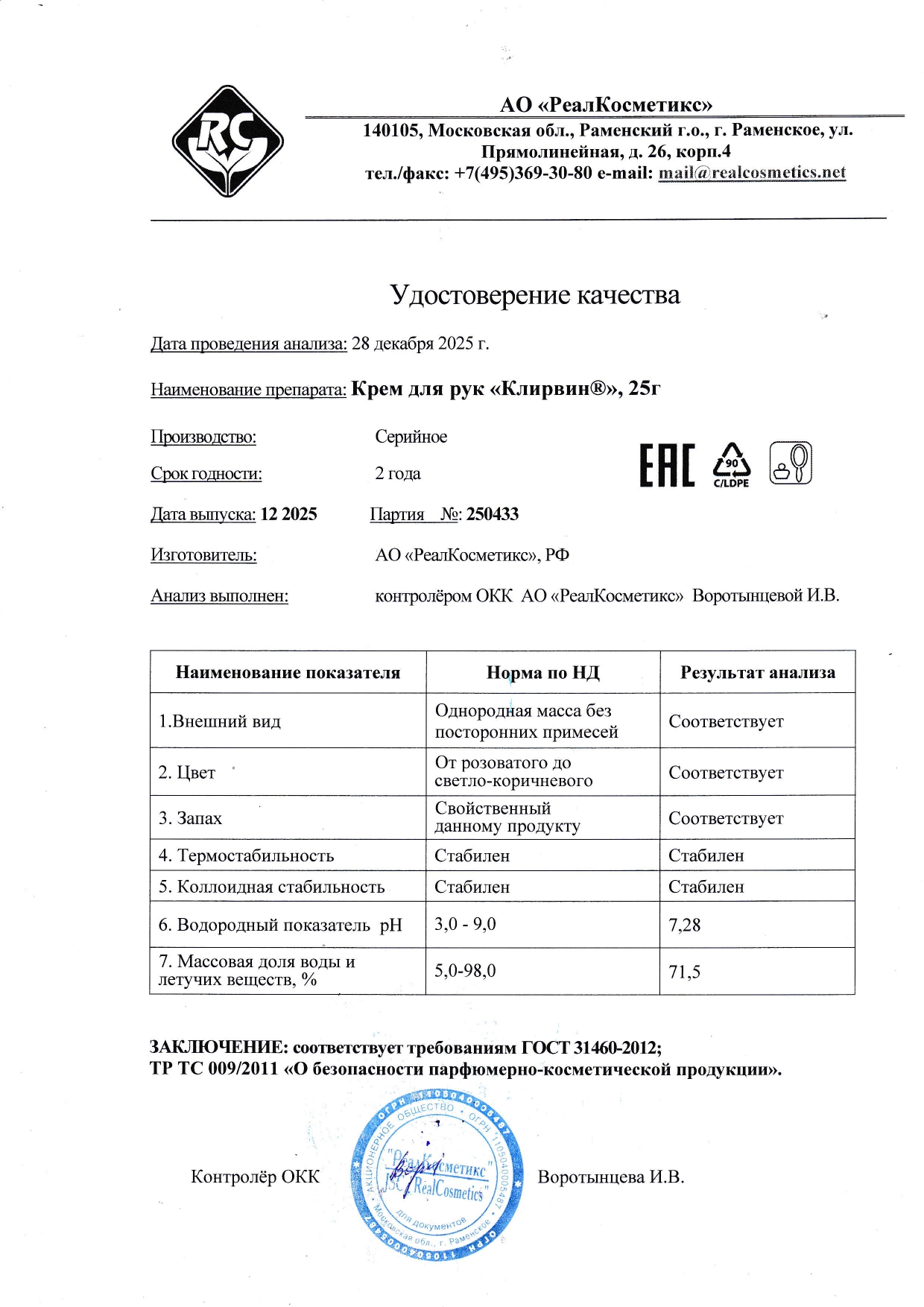 Паспорт №250433